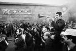 Dario Bellini, manifestazione degli operai Innocenti, Milano 1974
